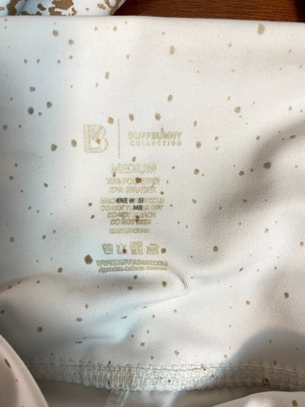 BuffBunny Collection White Gold Speckled High Rise Leggings Size Medium - Picture 3 of 6
